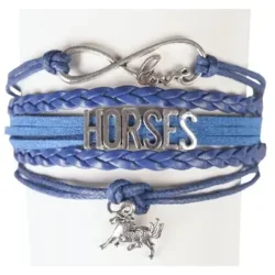 Leren-paardenarmband-infinity-love-en-bedel-blauw-