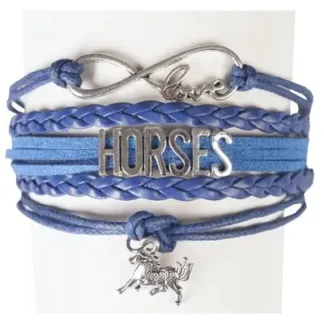 Leren-paardenarmband-infinity-love-en-bedel-blauw-