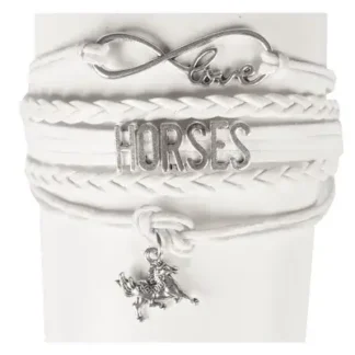 Leren paardenarmband infinity, love en bedel