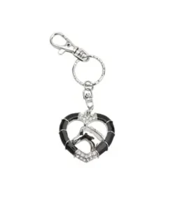 Sleutelhanger met paard in hart met glitters.