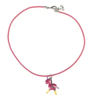 red horse pony hals ketting met paard roze