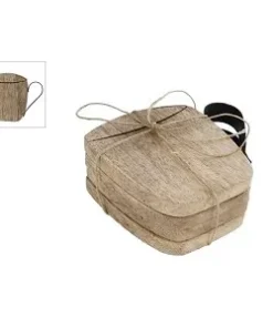 Onderzetters "Cup" naturel hout set a 4 stuks 9x10x1cm