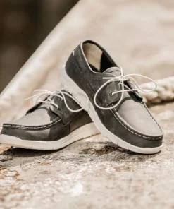 Leren bootschoen met veters blauw