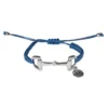 Vertselbaar gevlochten paardenarmbandje met bitje blauw