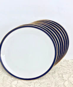 Thomas wit/ blauw dessertbordjes- jaren 50